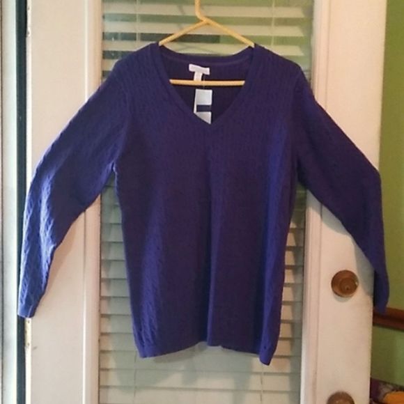Charter Club Sweaters - Charter Club size ox polyester nylon purple v-neck cardigan long sleeves